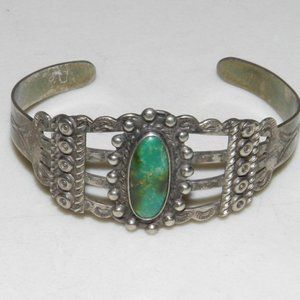Fred Harvey Old Tourist Era Bracelet Cuff Coin Silver Stamped IH Indian Handmade